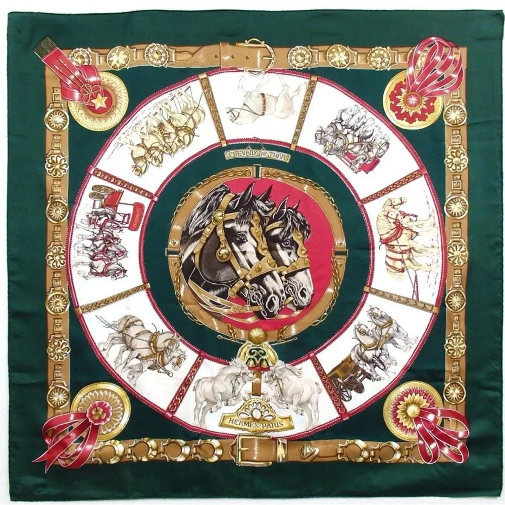 HERMES Carre90 CHEVAUX DE TRAIT Silk Scarf 😍🐴🐎🔥 - Picture 4 of 16